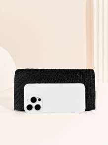 Quyến rũ, thanh lịch, tinh tế, yên tĩnh Sequin sang trọng, sành điệu, sang trọng, sáng bóng Mini Ruched Panel Flap Chain Túi vuông lấp lánh Túi buổi tối, Túi ăn tối cho cô gái dự tiệc, phụ nữ, cô dâu Hoàn hảo cho bữa tiệc, đám cưới, vũ hội, bữa tối / tiệc, cho cocktail - màu đen - Xem 3
