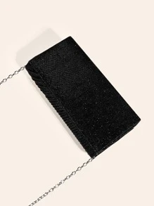 Quyến rũ, thanh lịch, tinh tế, yên tĩnh Sequin sang trọng, sành điệu, sang trọng, sáng bóng Mini Ruched Panel Flap Chain Túi vuông lấp lánh Túi buổi tối, Túi ăn tối cho cô gái dự tiệc, phụ nữ, cô dâu Hoàn hảo cho bữa tiệc, đám cưới, vũ hội, bữa tối / tiệc, cho cocktail - màu đen - Xem 5