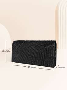 Quyến rũ, thanh lịch, tinh tế, yên tĩnh Sequin sang trọng, sành điệu, sang trọng, sáng bóng Mini Ruched Panel Flap Chain Túi vuông lấp lánh Túi buổi tối, Túi ăn tối cho cô gái dự tiệc, phụ nữ, cô dâu Hoàn hảo cho bữa tiệc, đám cưới, vũ hội, bữa tối / tiệc, cho cocktail - màu đen - Xem 6