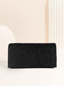 Quyến rũ, thanh lịch, tinh tế, yên tĩnh Sequin sang trọng, sành điệu, sang trọng, sáng bóng Mini Ruched Panel Flap Chain Túi vuông lấp lánh Túi buổi tối, Túi ăn tối cho cô gái dự tiệc, phụ nữ, cô dâu Hoàn hảo cho bữa tiệc, đám cưới, vũ hội, bữa tối / tiệc, cho cocktail - màu đen - Xem 7