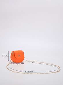 Mini Neon-Orange Flap Chain Saddle Bag, Fashionable Chain Strap, Y2K Small Casual Flap Crossbody Bag For Women, Lightweight Shoulder Purses Waterproof Satchel Bags, Mini Storage Bag All-Match Square Bag Fanny Pack For Outdoor Travel - Orange - View 6