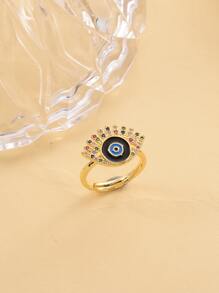 Cubic Zirconia & Eye Decor Ring - Multicolor - View 5