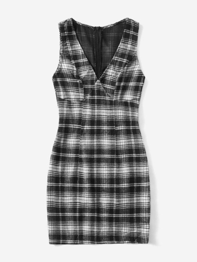 Abiti a quadri zip retro senza maglione