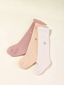 3 pares Calcetines sobre rodilla con patrón floral - Multicolor - Ver 2