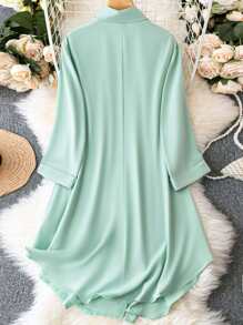 SHEIN LUNE 大碼捲邊袖襯衫洋裝