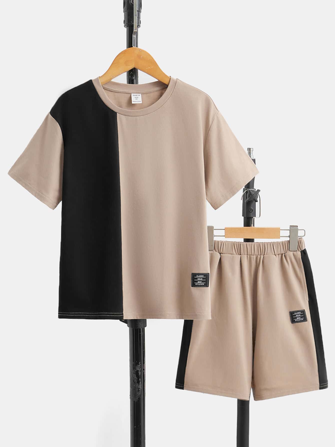 SHEIN Boys Two Tone Tee & Shorts - Multicolor - View 1