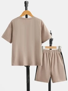 SHEIN Boys Two Tone Tee & Shorts - Multicolor - View 2