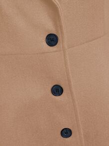 SHEIN Clasi Plus Lapel Collar Button Front Overcoat - Camel - View 6