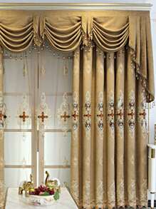 卷軸刺繡單片窗簾 - 彩色 - 查看 1