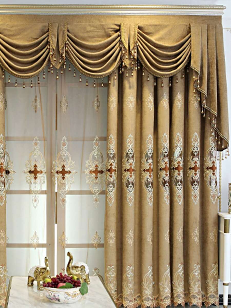 卷軸刺繡單片窗簾 - 彩色 - 查看 1