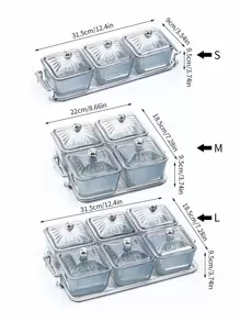 1set Desktop Snack Box & Tray With Handle - Light Grey - View 3