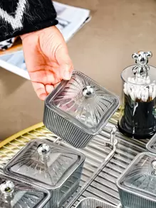 1set Desktop Snack Box & Tray With Handle - Light Grey - View 4