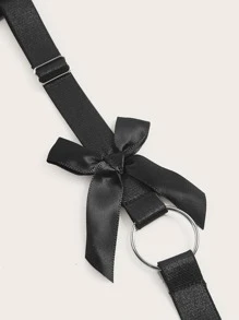 Set de lencería con lazo delantero arnés con liga - Negro - Ver 3