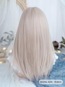 alicegarden Tóc giả tổng hợp thẳng trung bình có tóc mái - trắng - Xem 5
