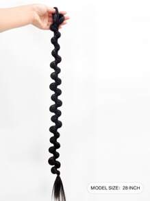 2入組長款編織馬尾合成纖維接髮 - 黑色 - 查看 4