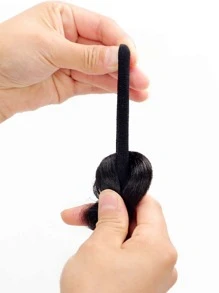 2入組長款編織馬尾合成纖維接髮 - 黑色 - 查看 5