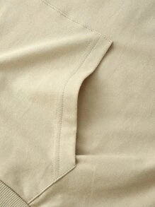 Manfinity Hombres Capucha con estampado de corona con bolsillo de canguro con cordón - Caqui - Ver 3