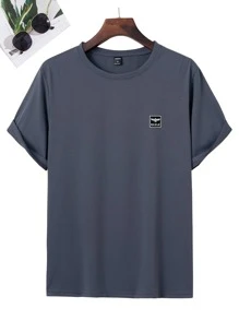 Manfinity Homme Men Letter Embroidery Tee - Dark Grey - View 3