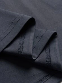 Manfinity Homme Men T-Shirts Fit Crew Neck Short Sleeve Graphic Tee Street - Dark Grey - View 6