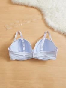 Plus Metal Detail Underwire Bra With 2pairs Detachable Strap - Dusty Purple - View 2