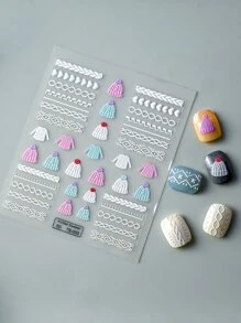 1sheet 5D Sweater Pattern Nail Art Sticker - Multicolor - View 3