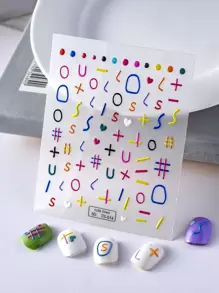 1張愛心和字母圖案美甲貼紙