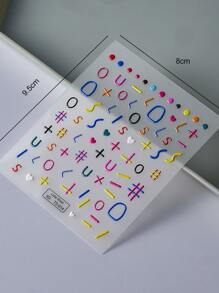 1張愛心和字母圖案美甲貼紙