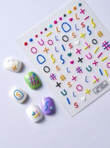 1張愛心和字母圖案美甲貼紙