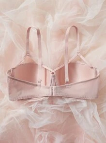 大碼花卉蕾絲鋼圈文胸 - 藕粉色 - 查看 2