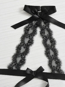 Plus Size Lace Wireless Bra And Panty Set - Black - View 4