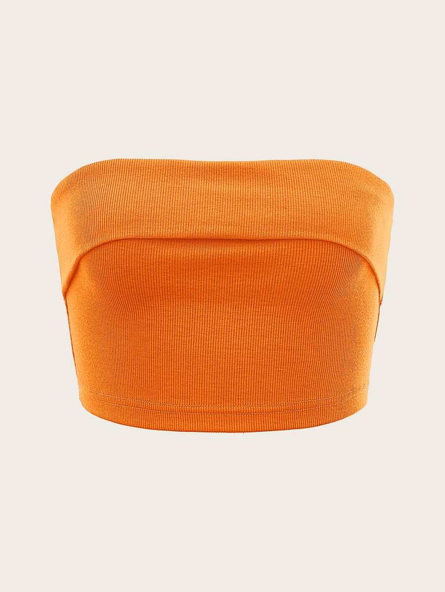 SHEIN ICON Top De Tubo Simple De Mujer De Punto De Color Sólido, Adecuado Para Uso Diario O Vacaciones
