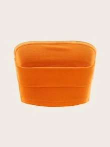 SHEIN ICON Top De Tubo Simple De Mujer De Punto De Color Sólido, Adecuado Para Uso Diario O Vacaciones