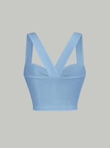 SHEIN MOD Twist Front Wide Strap Top - Baby Blue - View 2