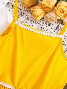 SHEIN 青少年女孩荷葉邊荷葉袖上衣和吊帶洋裝