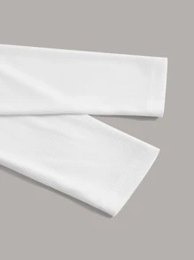 SHEIN EZwear Camiseta unicolor tejido de canalé con diseño con hebilla - Blanco - Ver 4