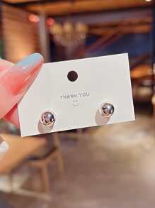 Cubic Zirconia Decor Safety Pin Stud Earrings - Silver - View 4