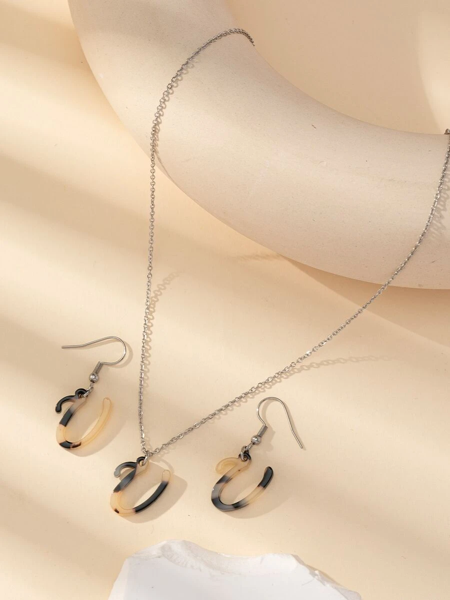 3入組字母裝飾首飾套裝 - 彩色 - 查看 1