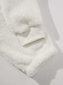 SHEIN LUNE Pullover teddy unicolor con pantalones - Beis - Ver 3