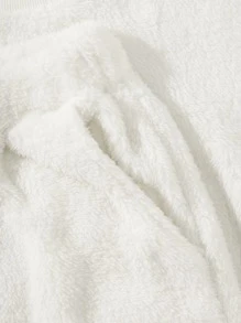 SHEIN LUNE Pullover teddy unicolor con pantalones - Beis - Ver 4