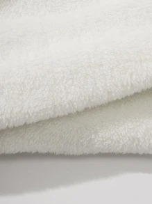 SHEIN LUNE Pullover teddy unicolor con pantalones - Beis - Ver 6