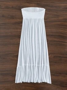 Áo choàng Bandeau nhún bèo nhún nhún bèo nhún, cho kỳ nghỉ hè ở bãi biển - trắng - Xem 3