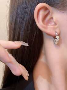 Heart Drop Earrings Valentines - Silver - View 5