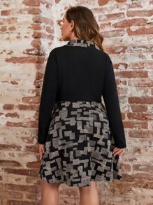 SHEIN LUNE Vestido 2 en 1 con estampado geométrico bajo asimétrico