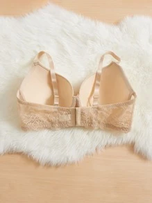 Áo Ngực & Áo Ngực Không Dây Kích Thước Lớn Tương phản ren màu trơn - Màu be - Xem 2