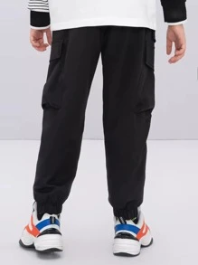 Manfinity Men Contrast Side Seam Flap Pocket Cargo Trousers - Black - View 2