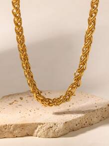 Uworld 1pc 18k Gold Plated Personalized Fashion Stainless Steel Necklace - Yellow Gold - View 6