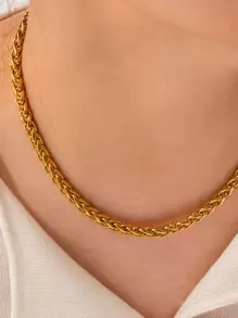 Uworld 1pc 18k Gold Plated Personalized Fashion Stainless Steel Necklace - Yellow Gold - View 9