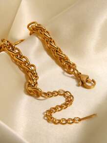 Uworld 1pc 18k Gold Plated Personalized Fashion Stainless Steel Necklace - Yellow Gold - View 10