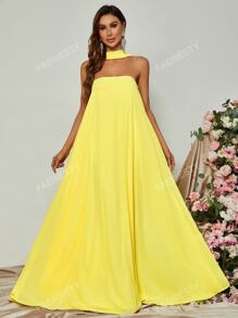 Sophisticated Off-The-Shoulder A-Line Evening Gown With Choker Neckline & Flowing Silhouette – Ideal For Black-Tie Galas, Formal Dinners, Award Ceremonies, Charity Balls, And Red-Carpet Events,Bridesmaid Dress