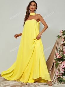 Sophisticated Off-The-Shoulder A-Line Evening Gown With Choker Neckline & Flowing Silhouette – Ideal For Black-Tie Galas, Formal Dinners, Award Ceremonies, Charity Balls, And Red-Carpet Events,Bridesmaid Dress